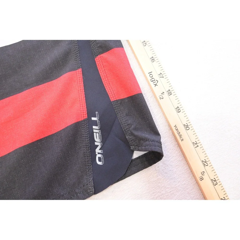 O'Neill Superfreak Board Shorts Men 40 Black Striped Stretch Surfing Excellent